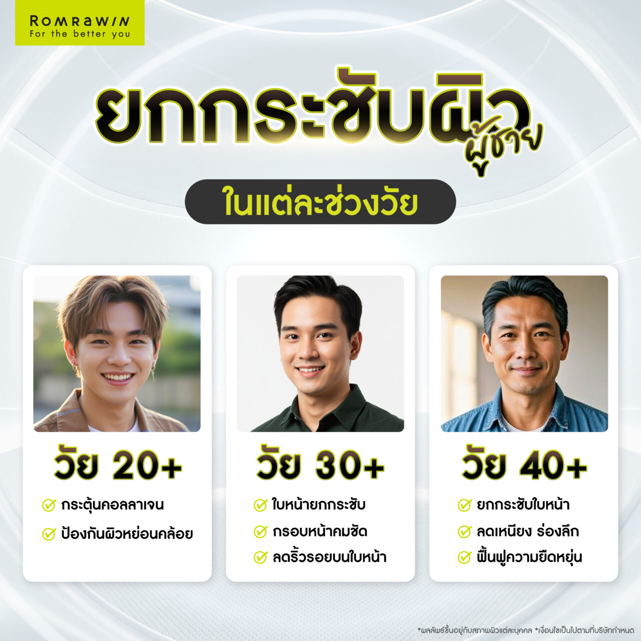 ยกกระชับผิวหน้าสำหรับผู้ชายในแต่ละช่วงวัย