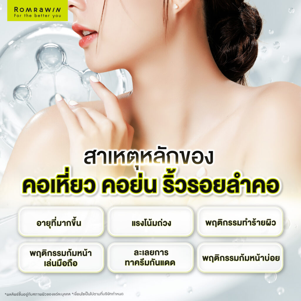 คอเหี่ยว คอย่น ริ้วรอยลำคอ ยกกระชับคอด้วยวิธีไหนดี 2 สาเหตุหลักของปัญหาคอเหี่ยว คอย่น ริ้วรอยลำคอ