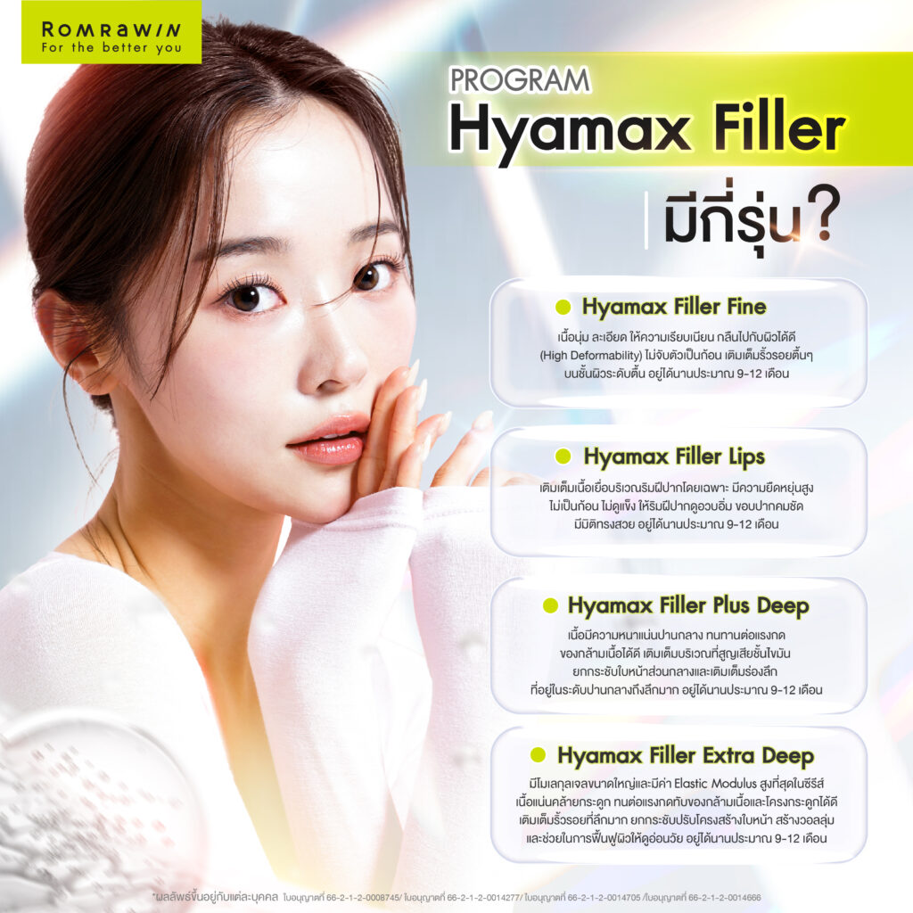 Hyamax Filler มีกี่รุ่น ตัวช่วยยกกระชับปรับรูปหน้าและแก้ไขปัญหาเฉพาะจุด