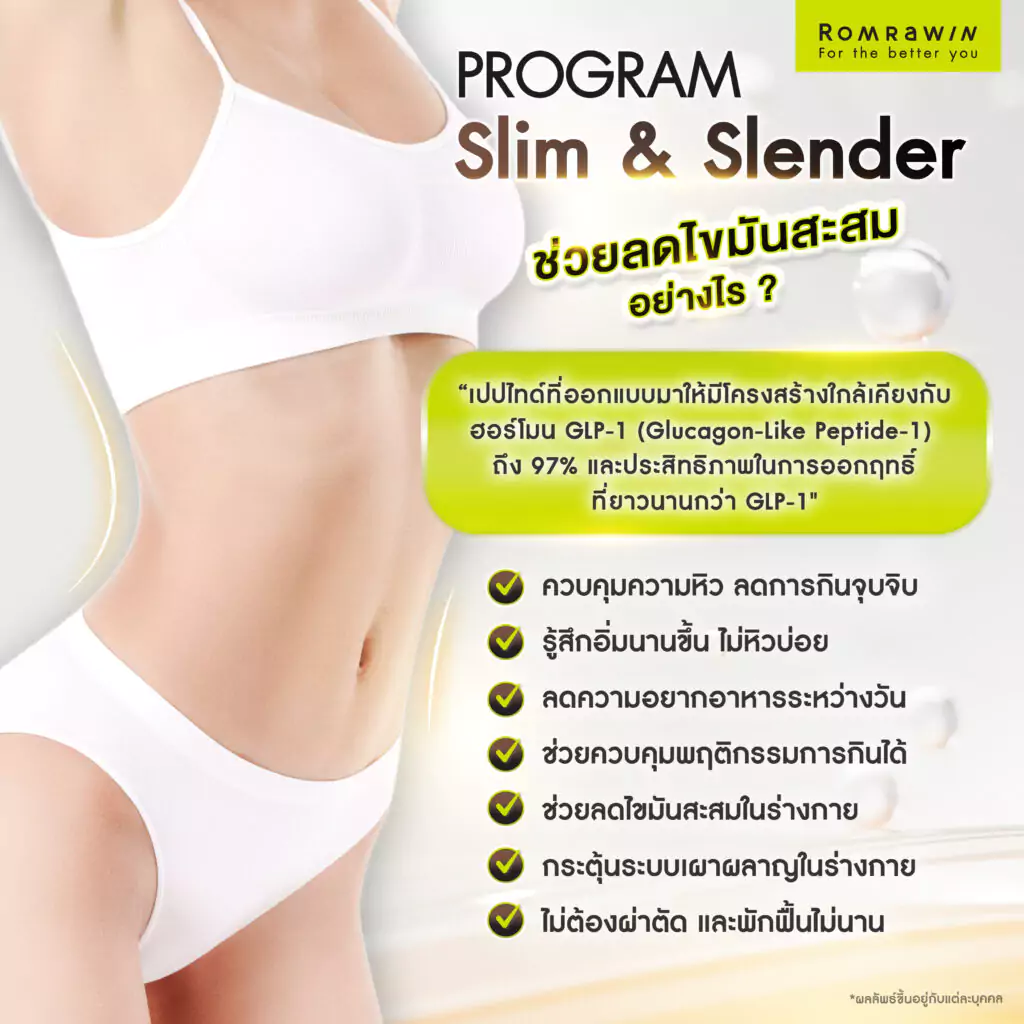 Slim & Slender เปปไทด์คุมหิว ลดไขมันสะสม 