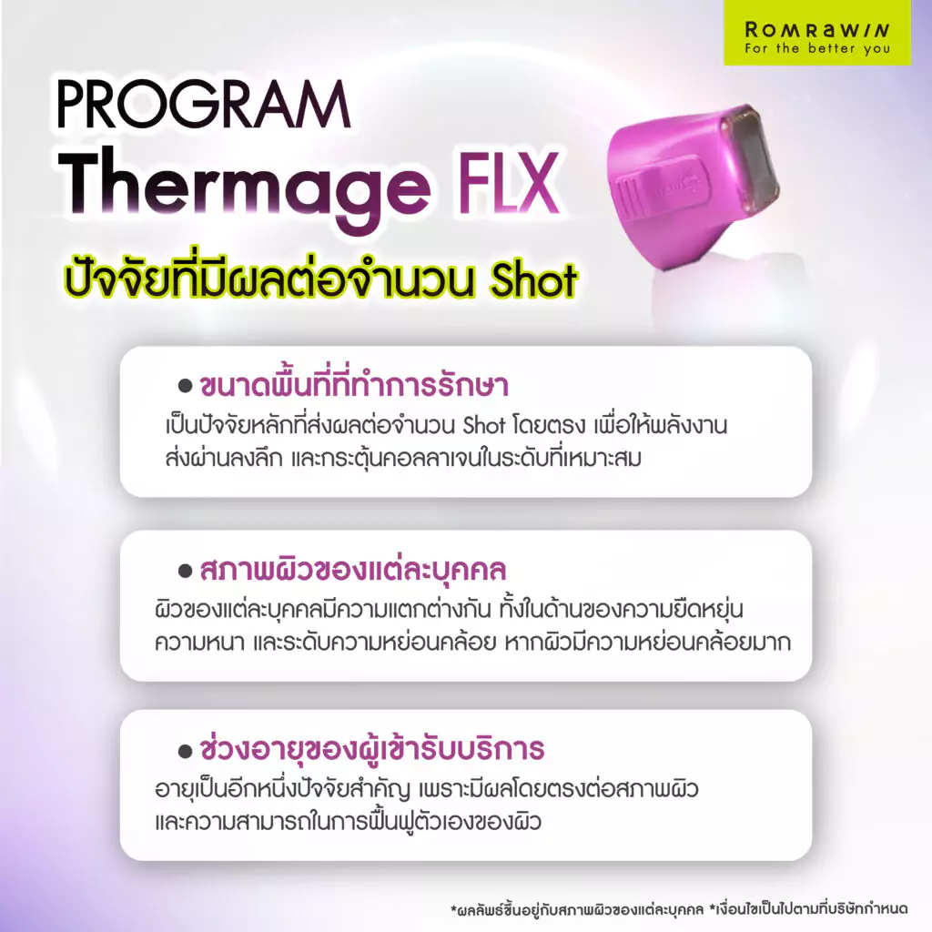 ปัจจัยที่มีผลต่อจำนวน Shot (ช็อต) ของ Thermage FLX
